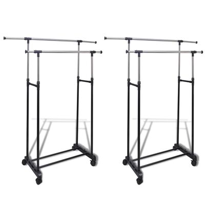 vidaXL Adjustable Clothes Racks 2 pcs 2 Hanging Rails,  vidaXL Adjustable Clothes Racks 2 pcs 2 Hanging Rails