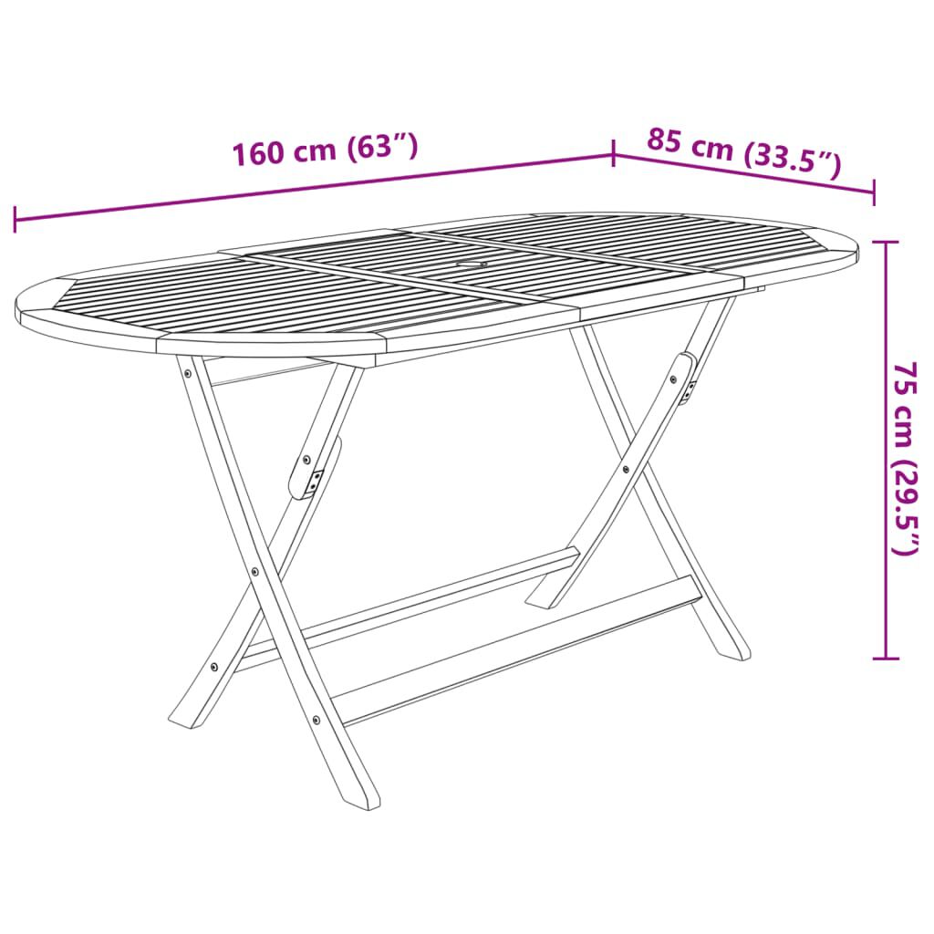 vidaXL 9 Piece Folding Garden Dining Set Solid Acacia Wood