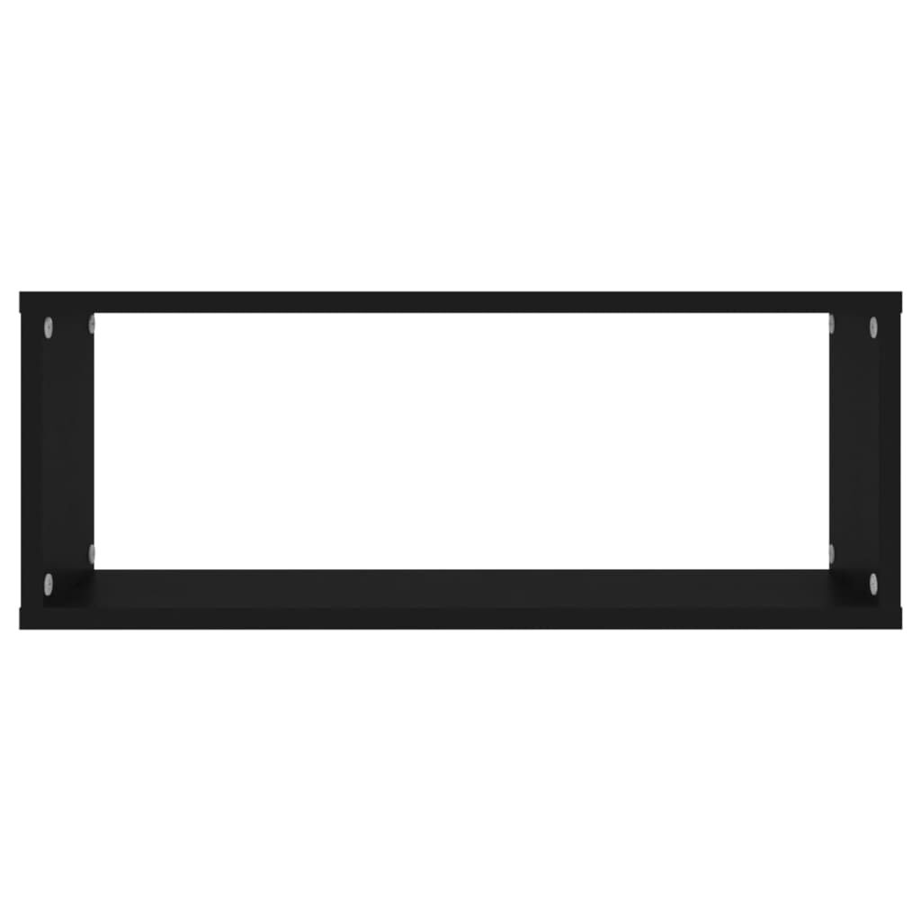 vidaXL Wall Cube Shelf 2 pcs Black 60x15x23 cm Engineered Wood