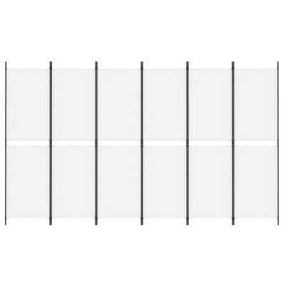 vidaXL 6-Panel Room Divider White 300x180 cm Fabric