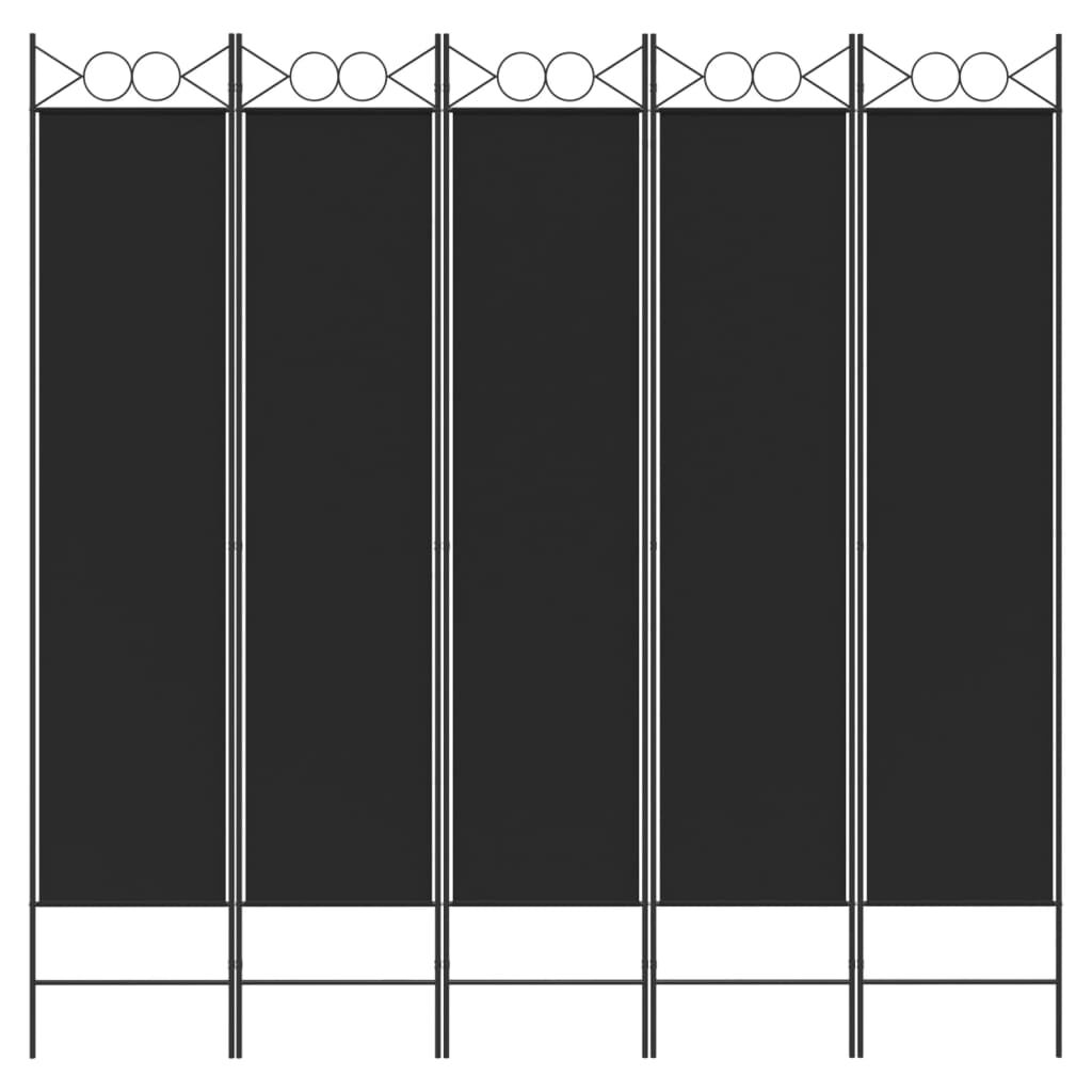 vidaXL 5-Panel Room Divider Black 200x200 cm Fabric