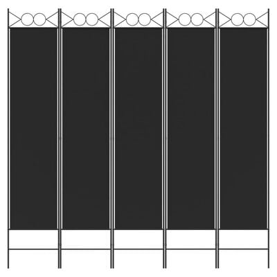 vidaXL 5-Panel Room Divider Black 200x200 cm Fabric, black vidaXL 5-Panel Room Divider Black 200x200 cm Fabric