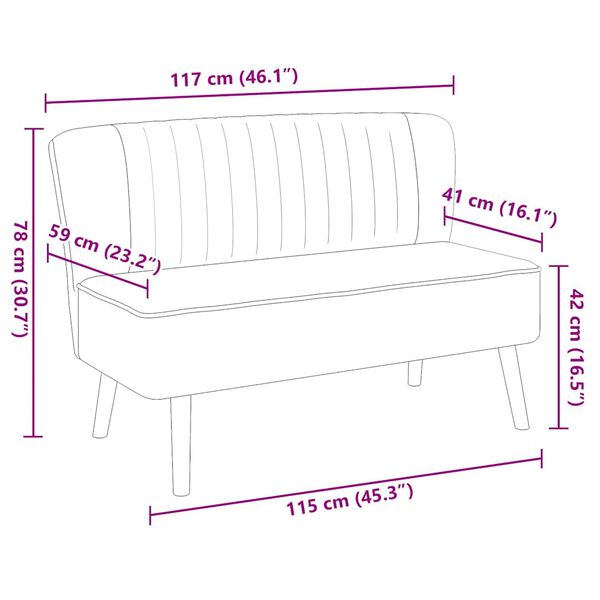 vidaXL Sofa Fabric 117x55.5x77 cm Light Grey