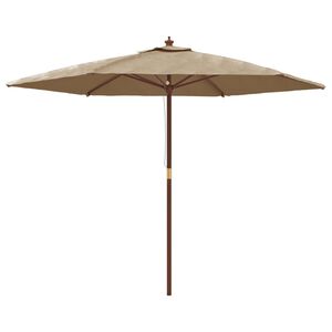 vidaXL Garden Parasol with Wooden Pole Taupe 299x240 cm