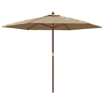 vidaXL Garden Parasol with Wooden Pole Taupe 299x240 cm, taupe vidaXL Garden Parasol with Wooden Pole Taupe 299x240 cm