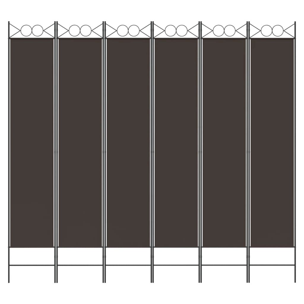 vidaXL 6-Panel Room Divider Brown 240x220 cm Fabric