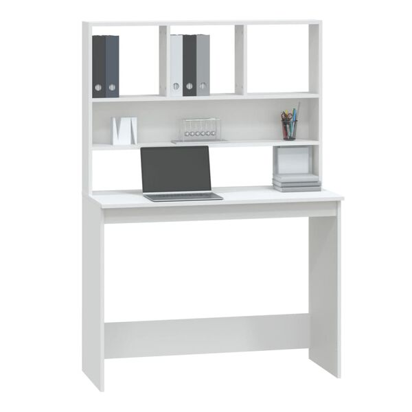 vidaXL Desk with Shelves White 102x45x148 cm Engineered Wood