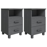 vidaXL Bedside Cabinets HAMAR 2 pcs Dark Grey 40x35x62 cm Solid Wood, dark grey vidaXL Bedside Cabinets HAMAR 2 pcs Dark Grey 40x35x62 cm Solid Wood