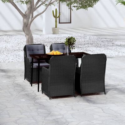 vidaXL 5 Piece Garden Dining Set Black