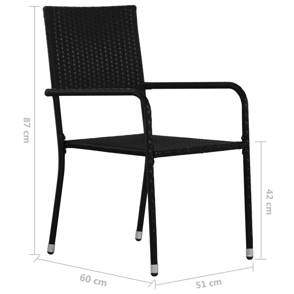 vidaXL Garden Dining Chairs 2 pcs Stackable Black Poly Rattan
