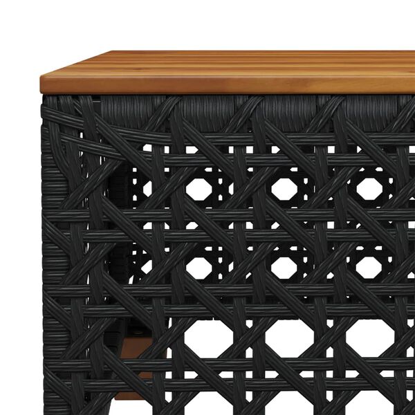vidaXL Garden Table Black 55x55x36 cm Poly Rattan Acacia Wood