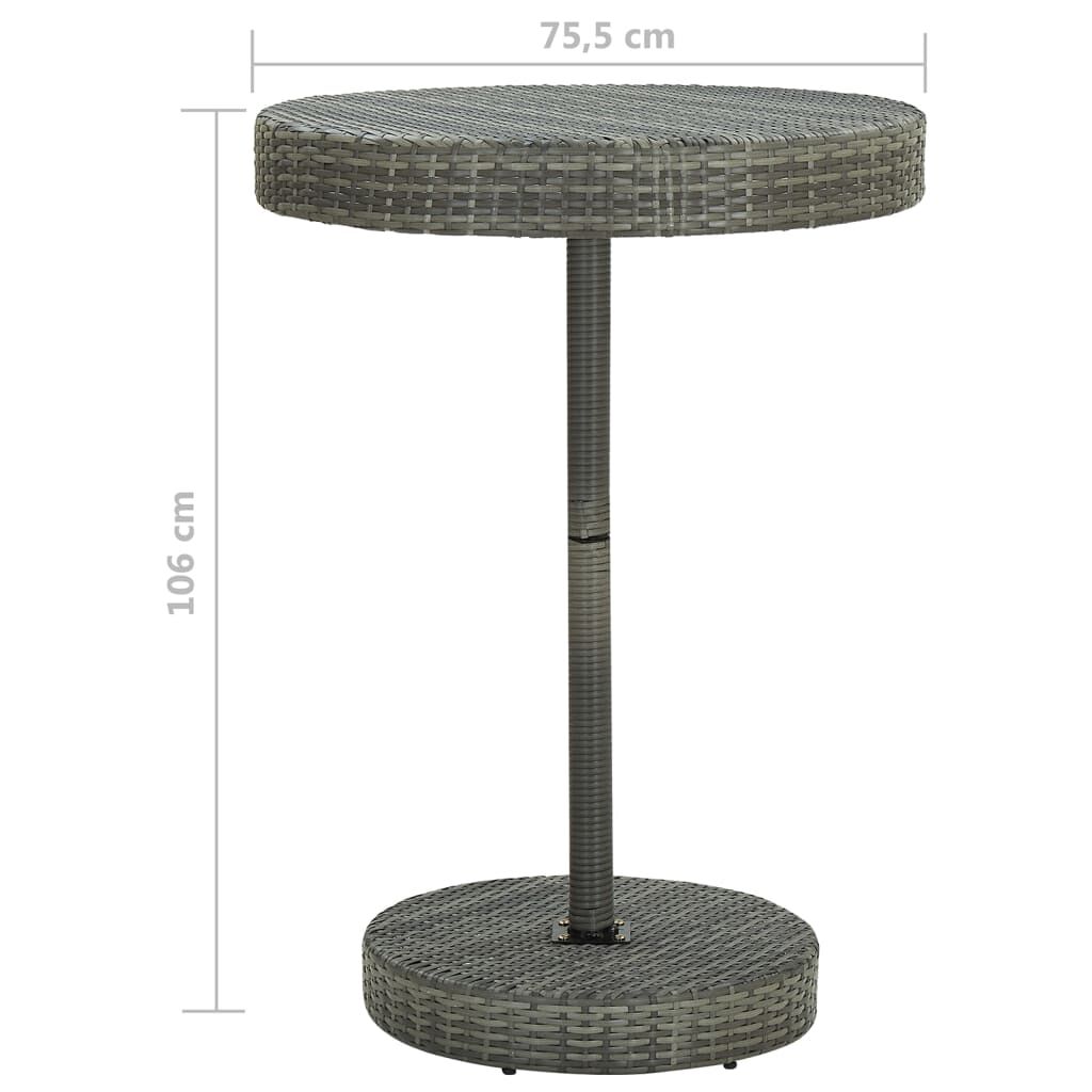 vidaXL 5 Piece Garden Bar Set with Cushions Poly Rattan Grey