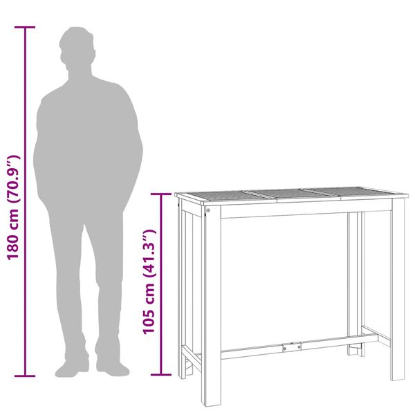 vidaXL Garden Bar Table 120x60x105 cm Solid Wood Acacia