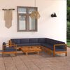 vidaXL 9 Piece Garden Lounge Set with Dark Grey Cushions Acacia Wood