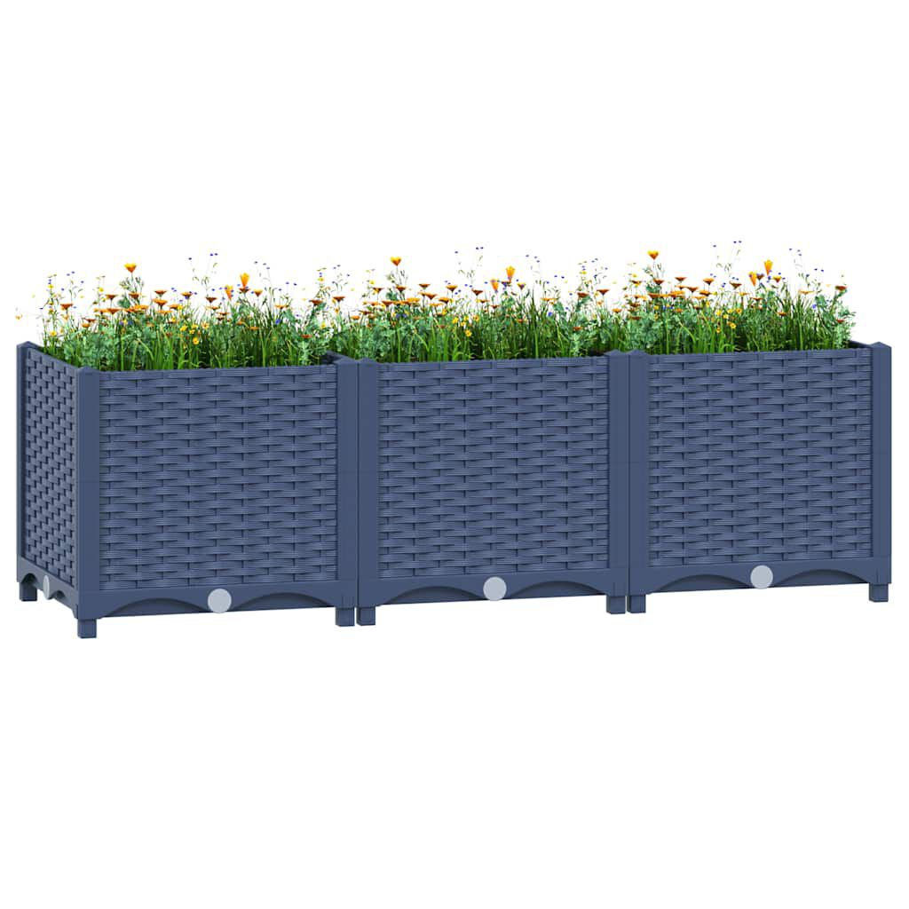 vidaXL Raised Bed 120x40x38 cm Polypropylene, blue grey vidaXL Raised Bed 120x40x38 cm Polypropylene