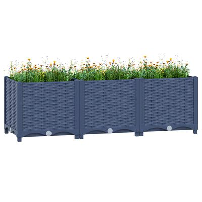 vidaXL Raised Bed 120x40x38 cm Polypropylene, blue grey vidaXL Raised Bed 120x40x38 cm Polypropylene