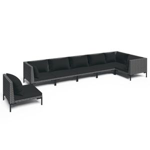 vidaXL 7 Piece Garden Lounge Set with Cushions Poly Rattan Dark Grey