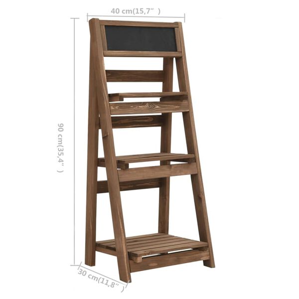 vidaXL 3-Tier Plant Stand with Blackboard 40x30x90 cm Solid Fir Wood