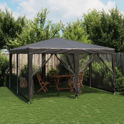 vidaXL Party Tent with 8 Mesh Sidewalls Anthracite 4x4 m HDPE, anthracite vidaXL Party Tent with 8 Mesh Sidewalls Anthracite 4x4 m HDPE