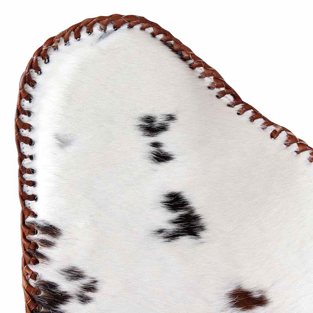 vidaXL Butterfly Chair Brown and White Real Cowhide Leather
