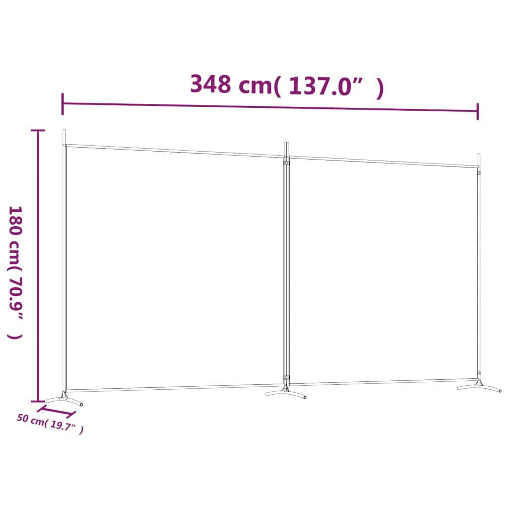 vidaXL 2-Panel Room Divider Brown 348x180 cm Fabric