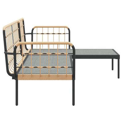 vidaXL 3 Piece Garden Lounge Set with Beige Cushions Poly Rattan