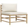 vidaXL 3 Piece Garden Lounge Set with Cream White Cushions Bamboo