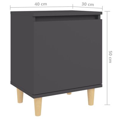 vidaXL Bed Cabinet with Solid Wood Legs Grey 40x30x50 cm, grey vidaXL Bed Cabinet with Solid Wood Legs Grey 40x30x50 cm