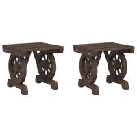 vidaXL Garden Footstools 2 pcs Solid Wood Fir, dark brown vidaXL Garden Footstools 2 pcs Solid Wood Fir