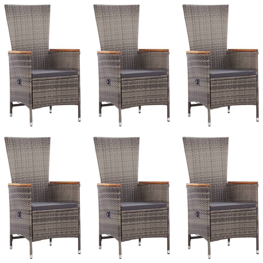 vidaXL 7 Piece Garden Dining Set Poly Rattan Grey