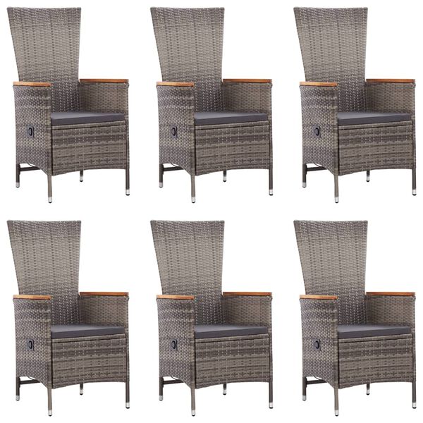 vidaXL 7 Piece Garden Dining Set Poly Rattan Grey