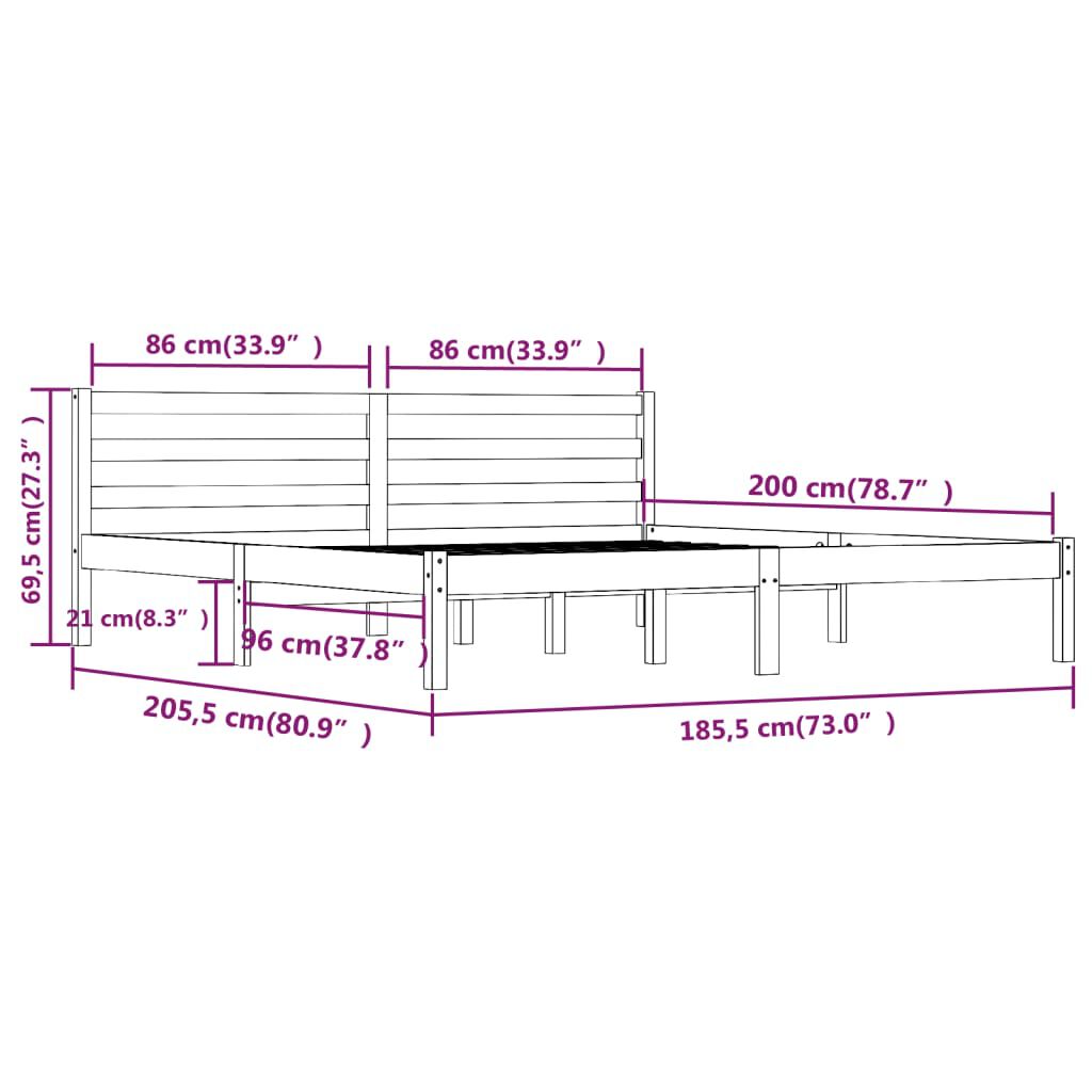 vidaXL Bed Frame without Mattress 180x200cm Super King Size