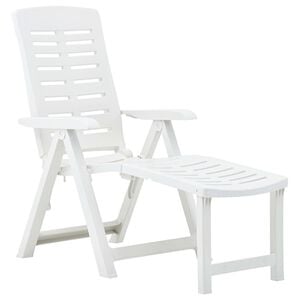 vidaXL Sunlounger | White | Plastic | Medium | Foldable | Folding Lounger