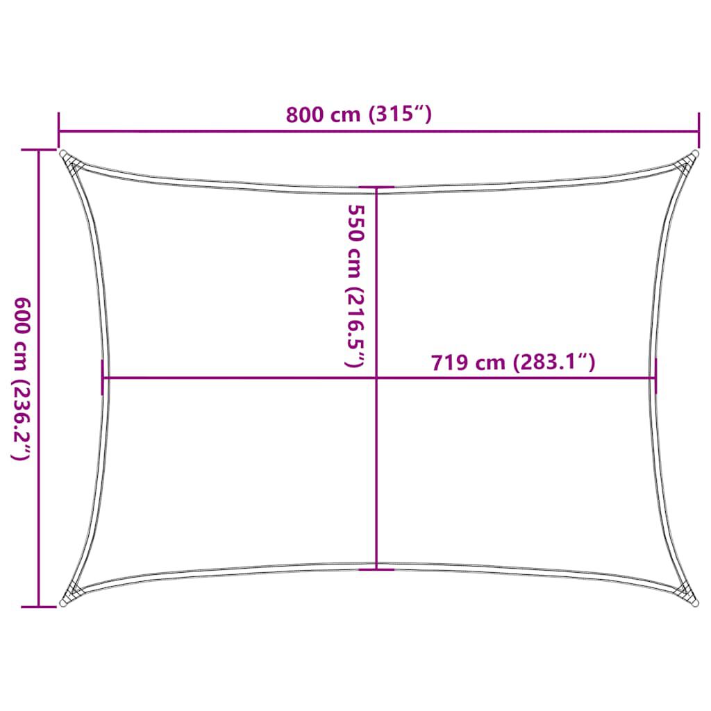 vidaXL Sunshade Sail 160 g/m² Taupe 6x8 m HDPE