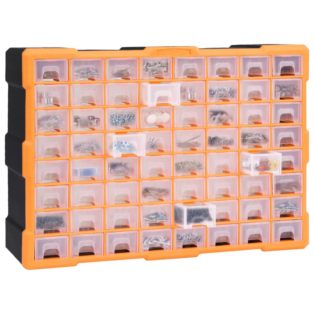 vidaXL Multi-drawer Organiser with 64 Drawers 52x16x37.5 cm
