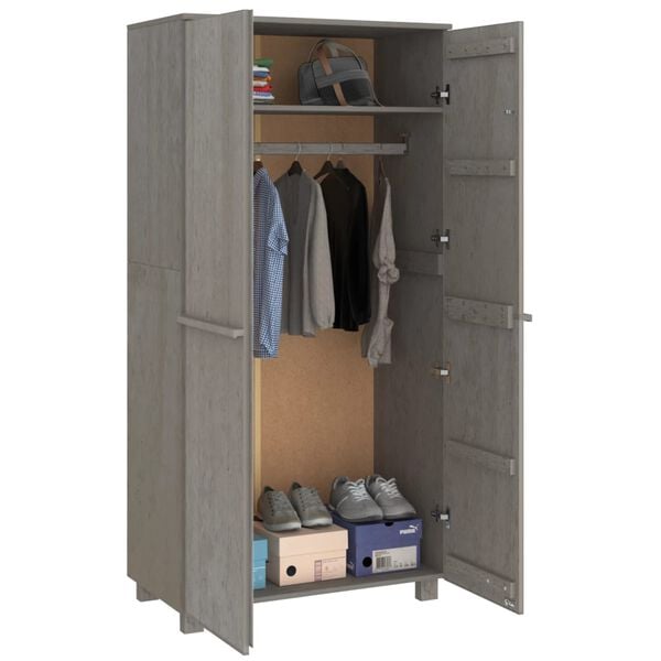 vidaXL Wardrobe HAMAR Light Grey 89x50x180 cm Solid Wood Pine