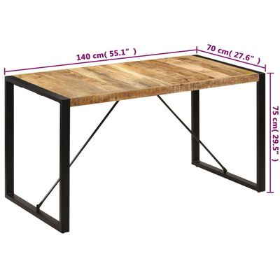 vidaXL Dining Table 140x70x75 cm Solid Mango Wood, black vidaXL Dining Table 140x70x75 cm Solid Mango Wood