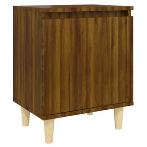 vidaXL Bed Cabinet with Solid Wood Legs Brown Oak 40x30x50 cm
