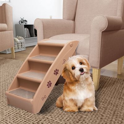 vidaXL Folding Dog Stairs Brown 62x40x49.5 cm, brown vidaXL Folding Dog Stairs Brown 62x40x49.5 cm