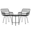 vidaXL 3 Piece Garden Dining Set Black Poly Rattan