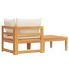 vidaXL 2 Piece Garden Lounge Set with Cream White Cushions Acacia Wood
