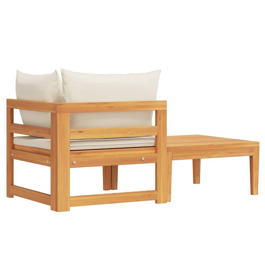 vidaXL 2 Piece Garden Lounge Set with Cream White Cushions Acacia Wood