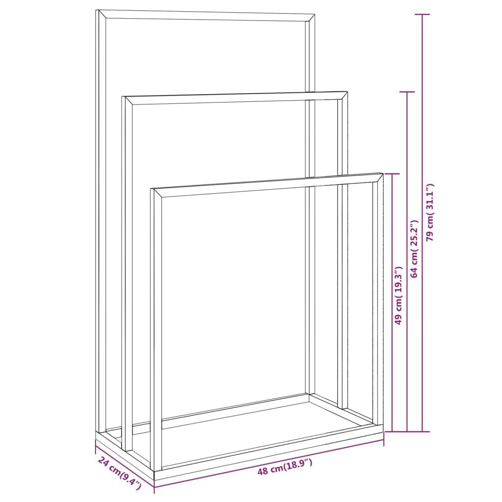 vidaXL Freestanding Towel Rack Black 48x24x79 cm Iron