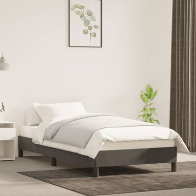 vidaXL Bed Frame without Mattress Dark Grey 92x187 cm Single Velvet, dark grey vidaXL Bed Frame without Mattress Dark Grey 92x187 cm Single Velvet