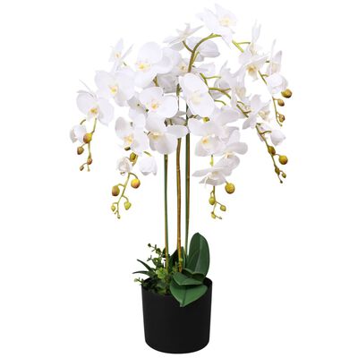 vidaXL Artificial Orchid Plant with Pot 75 cm White, white vidaXL Artificial Orchid Plant with Pot 75 cm White