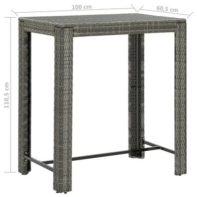 vidaXL 5 Piece Garden Bar Set with Cushions Poly Rattan Grey, grey vidaXL 5 Piece Garden Bar Set with Cushions Poly Rattan Grey