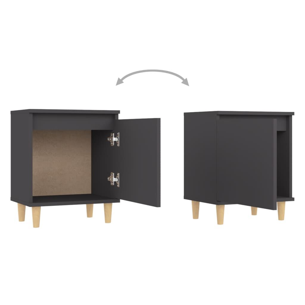 vidaXL Bed Cabinet with Solid Wood Legs Grey 40x30x50 cm