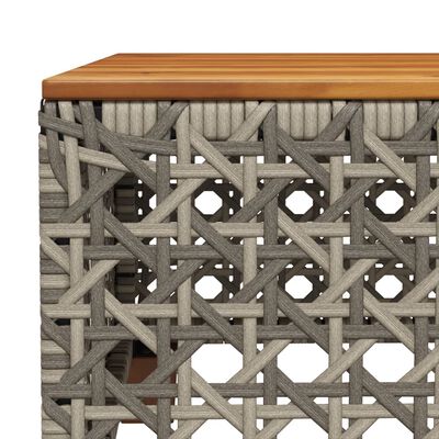 vidaXL Garden Table Grey 55x55x36 cm Poly Rattan Acacia Wood