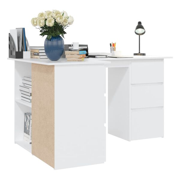 vidaXL Corner Desk White 145x100x76 cm Engineered Wood