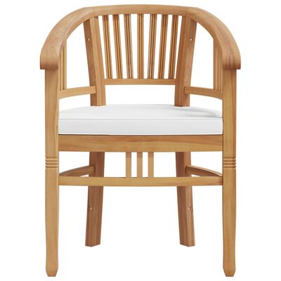 vidaXL 5 Piece Garden Dining Set Solid Wood Teak, cream white vidaXL 5 Piece Garden Dining Set Solid Wood Teak
